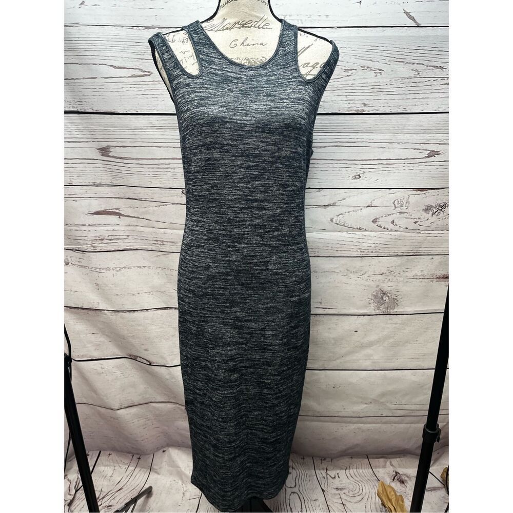 Philosophy Apparel Gray Sleeveless Cut Out Shoulder Knit‎ Midi Dress